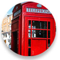 Close up photo of red English phone booth