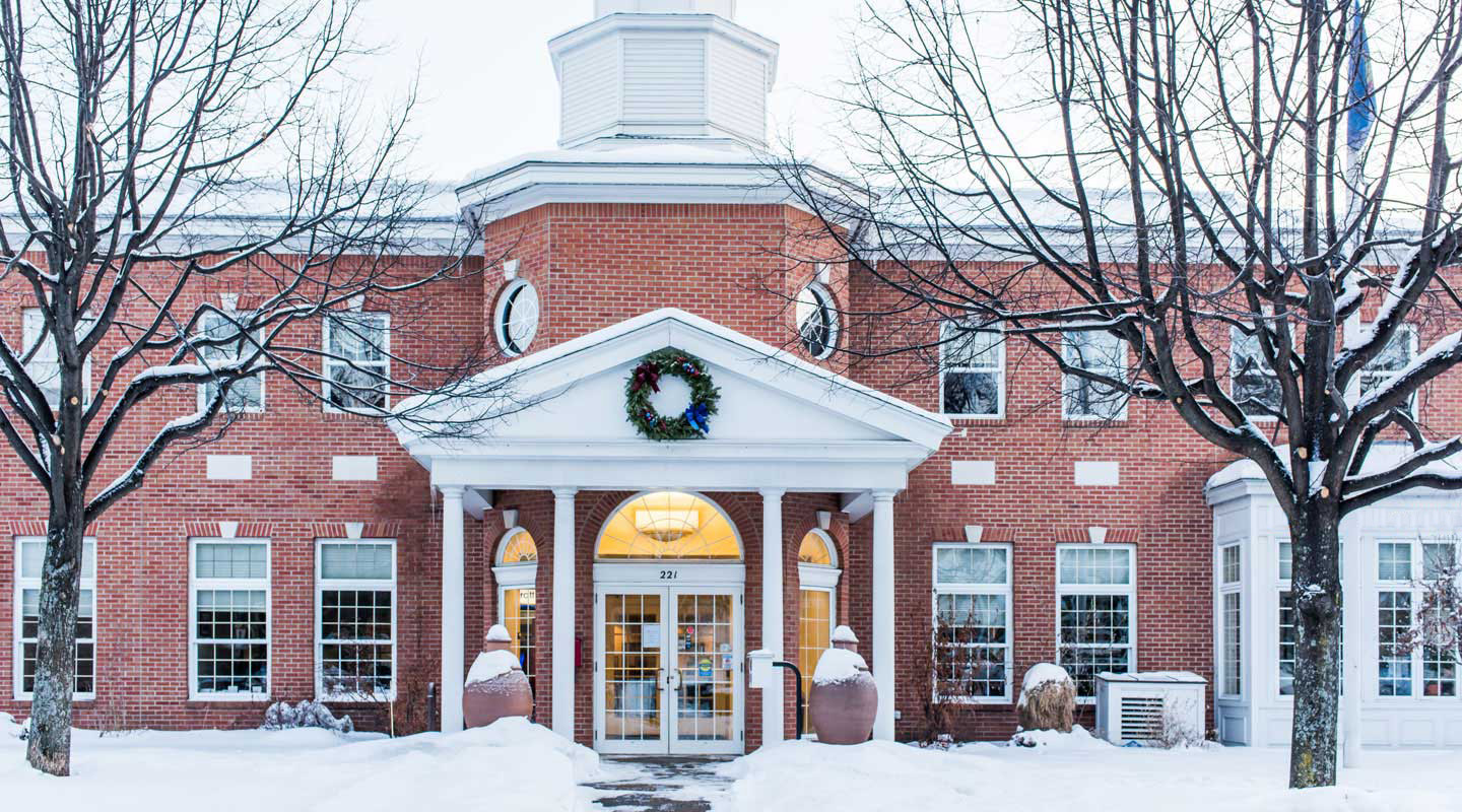winter photo of BS&L's main office with snow on ground