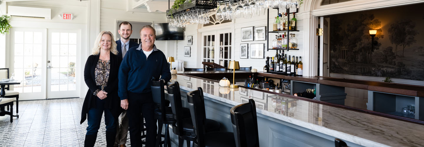 Ellen Bissett-DeRiggi and Richard Valicenti, The White House Inn, with BS&L’s Bob Davis